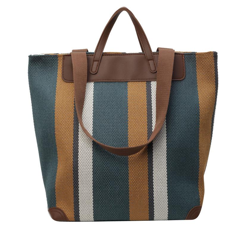 Niche retro canvas bag women's new fashionable large-capacity tote bag class commuter shoulder tote bag