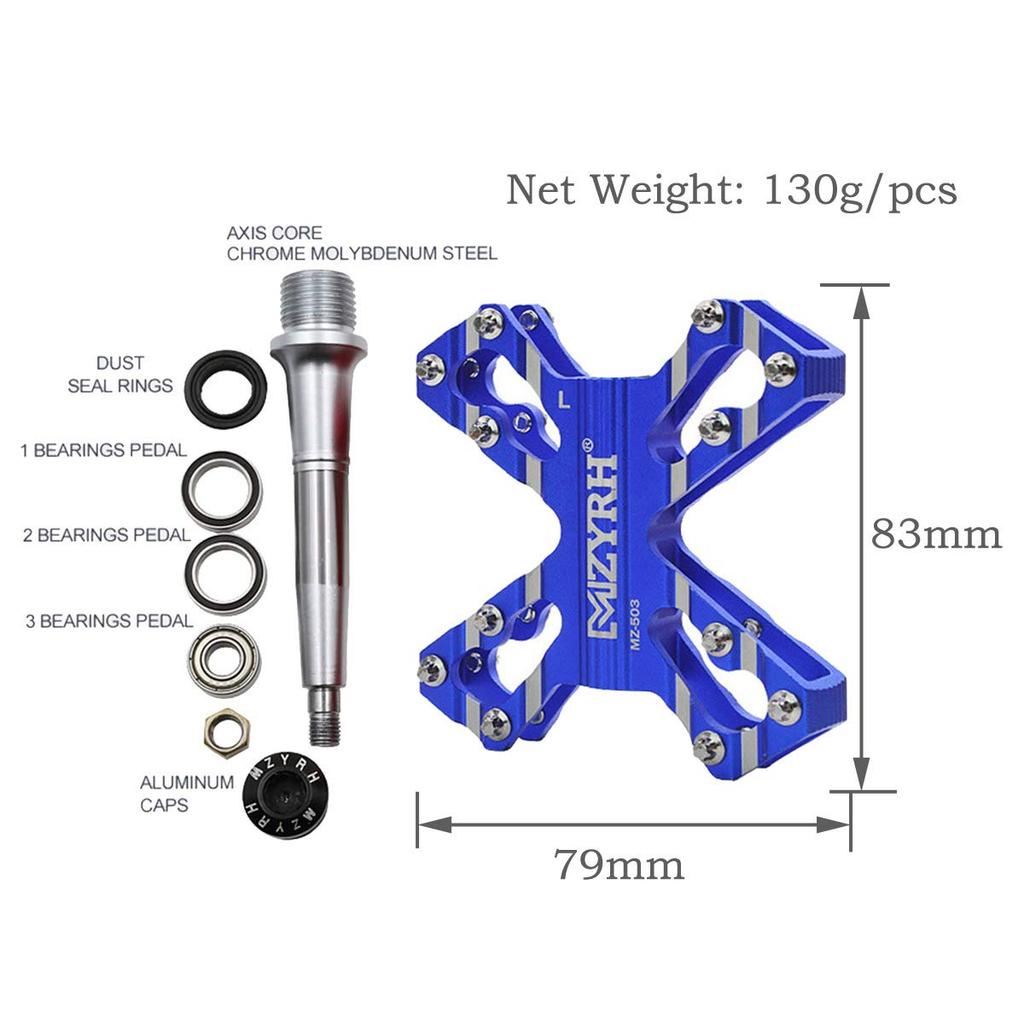 ThinkTop Bicycle Aluminum for Road and Mountain Blue 3-Bearing Pedals, 9/16" Axle, Ultra-Lightweight Alloy, High-Strength Lubricant, Bikes, MTBs,