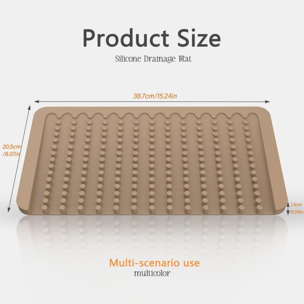 Silicone Drainage Mat Water-Draining Mat Kitchen Counter Silicone Drying Mat Dishware Ramp Drainage Mat