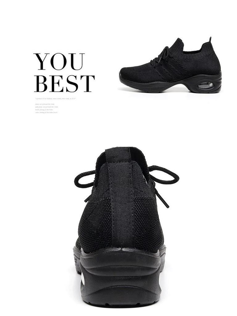 Spring Women's Versatile Flyknit Cloth Shoes, Breathable Non-Slip Soft Sole Dance & Casual Shoes