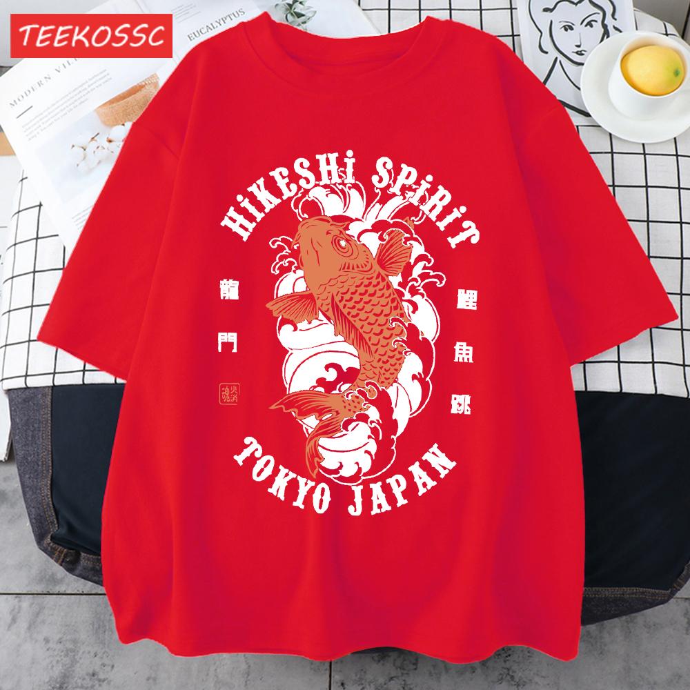 Hikeshi Spirit Tokyo Japan Print Tee Shirts For Man Cotton ONeck T Shirt Sport AllMatch Top Summer Male New Loose Short Sleeve