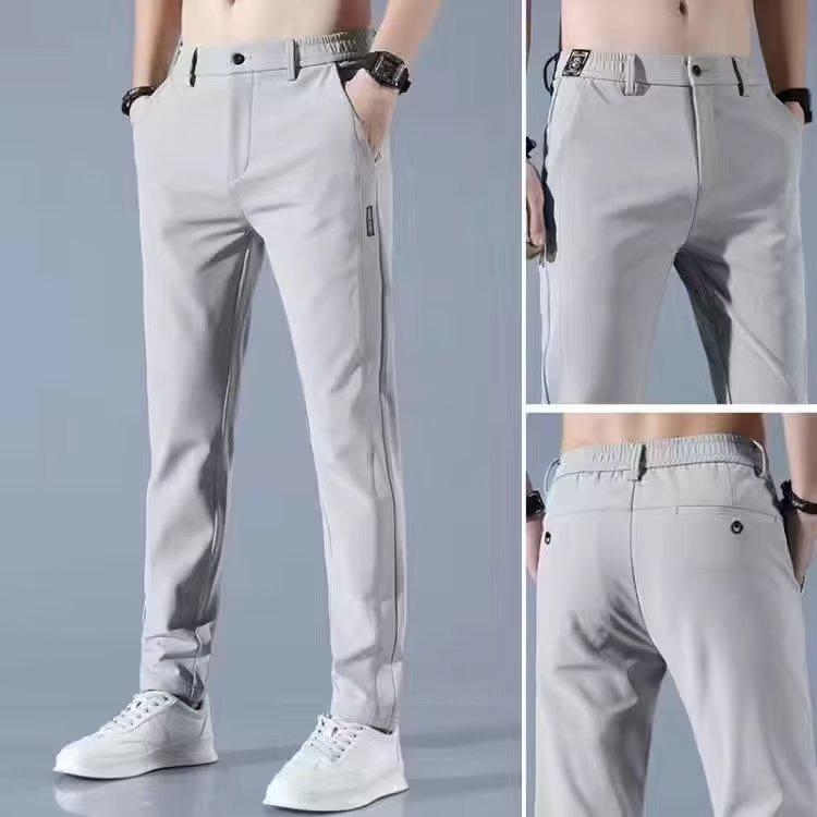 

Мужские брюки Ice Silk Stretch Slim Straight Pants - летние тонкие повседневные деловые брюки 33 светло-серый