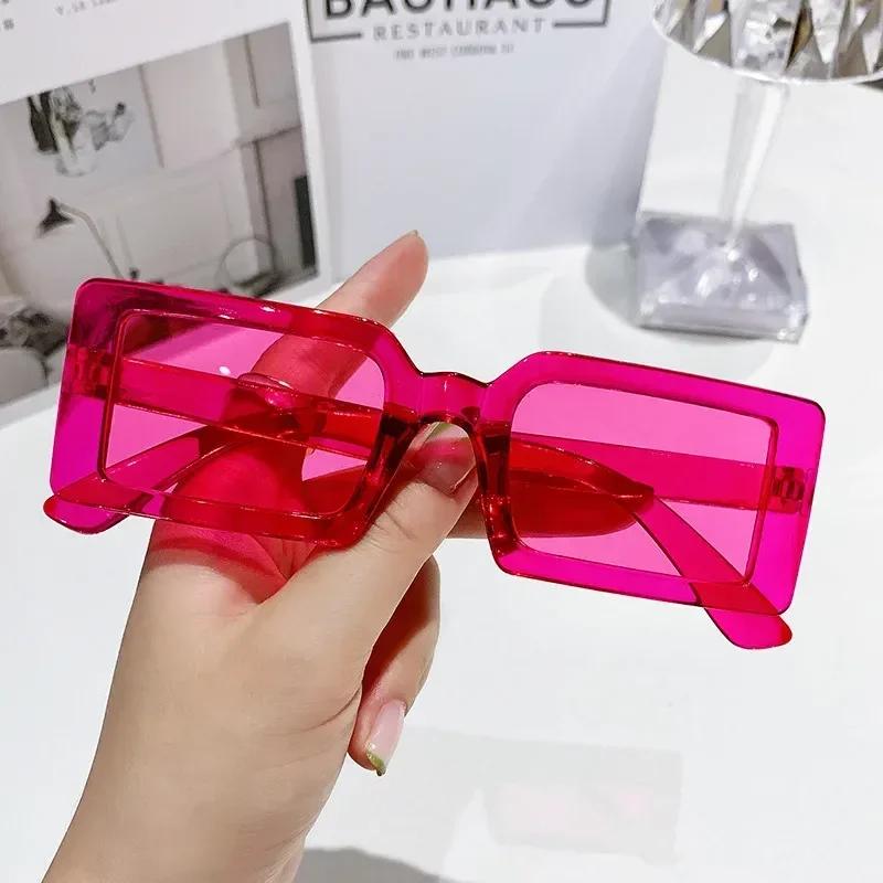 Rectangle Frame Sunglasses Women's Stylish Jelly Color Sun Eyeglasses Summer Y2k Travel Eyewear UV400    Latest
