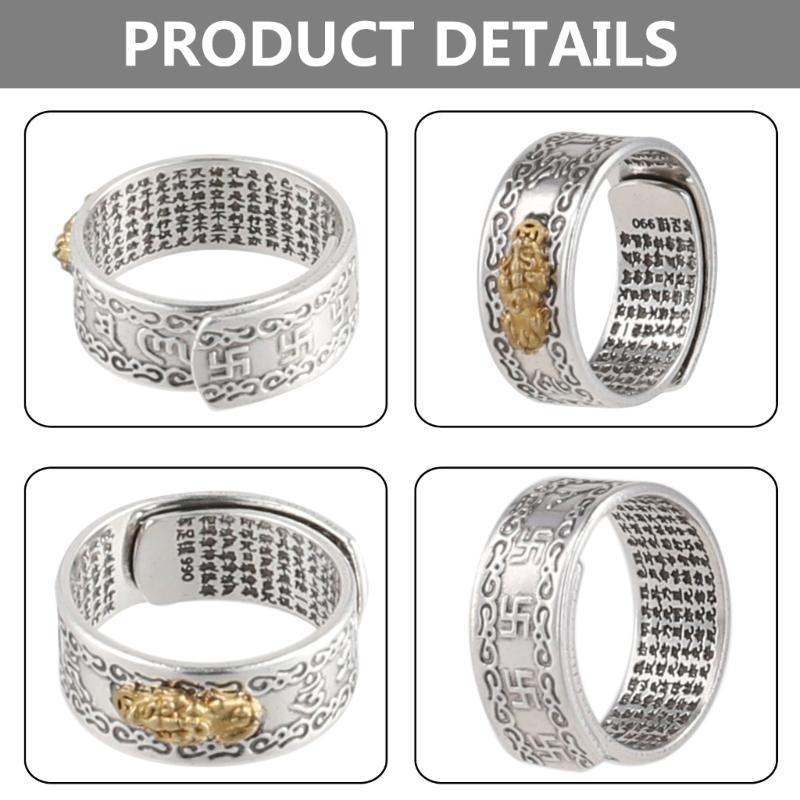 Feng Shui Mani for protective Wealth Ring charm Ring Amulet Wealth Lucky Open Adjustable Ring Buddhist Jew