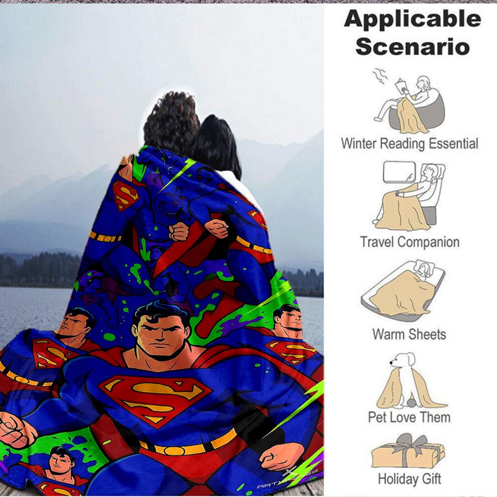 1pc Superman, Comic Art Print Blanket Polyester Fiber, All Season Comfort for Sofa, Bed, Office, Car, Camping Ideal Home Decor & Gift, Office Comfort