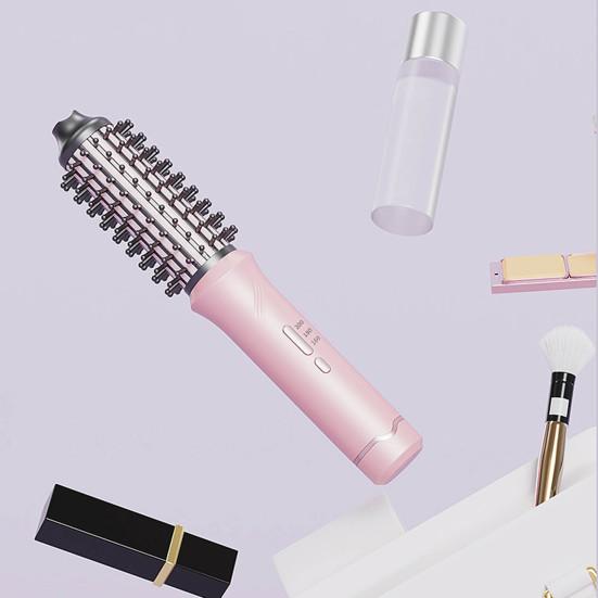 Cordless Hair Curling Iron Brush 3-in-1 Hair Curler Straightening Brush 5000mAh Thermal Hair Brush 3 Temperature Curling Wand for Women