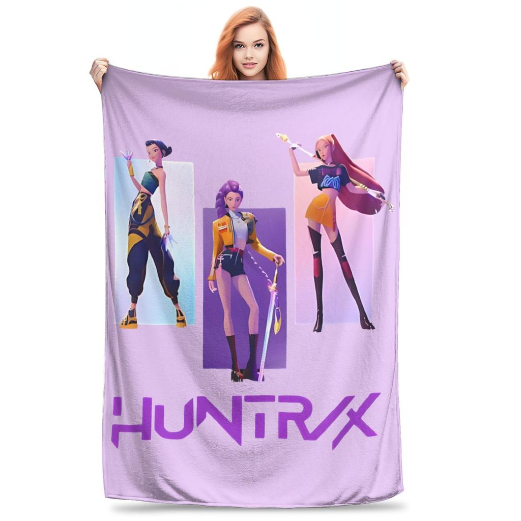 Saja Boys Huntrix Blanket Kpop Demon Hunters Flannel Awesome Warm Throw Blanket for Bedding Lounge  Winter