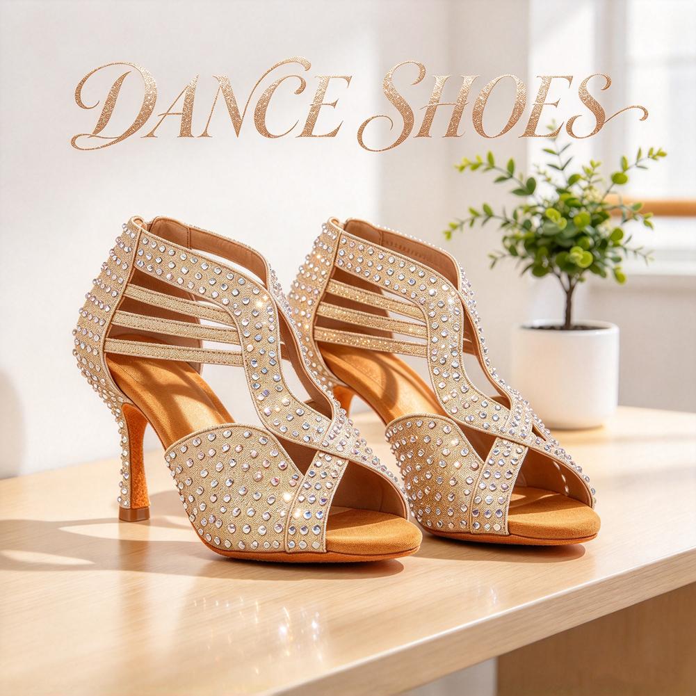 Womens Sequins Dance Shoes Girls Ballroom Party Latin Dance Shoes Jazz Salsa Performance Fashion Dance Shoes Heeled 5/7/9CM