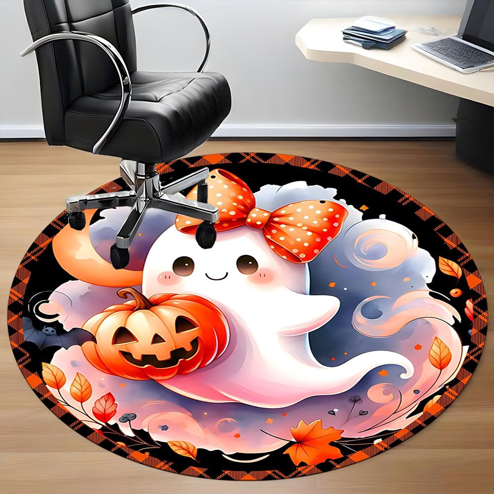 1pc Halloween Ghost Chair Carpet for Office Non-Slip,  Machine Washable Rug for Office, Room - Polyester, Machine Made yy251029140