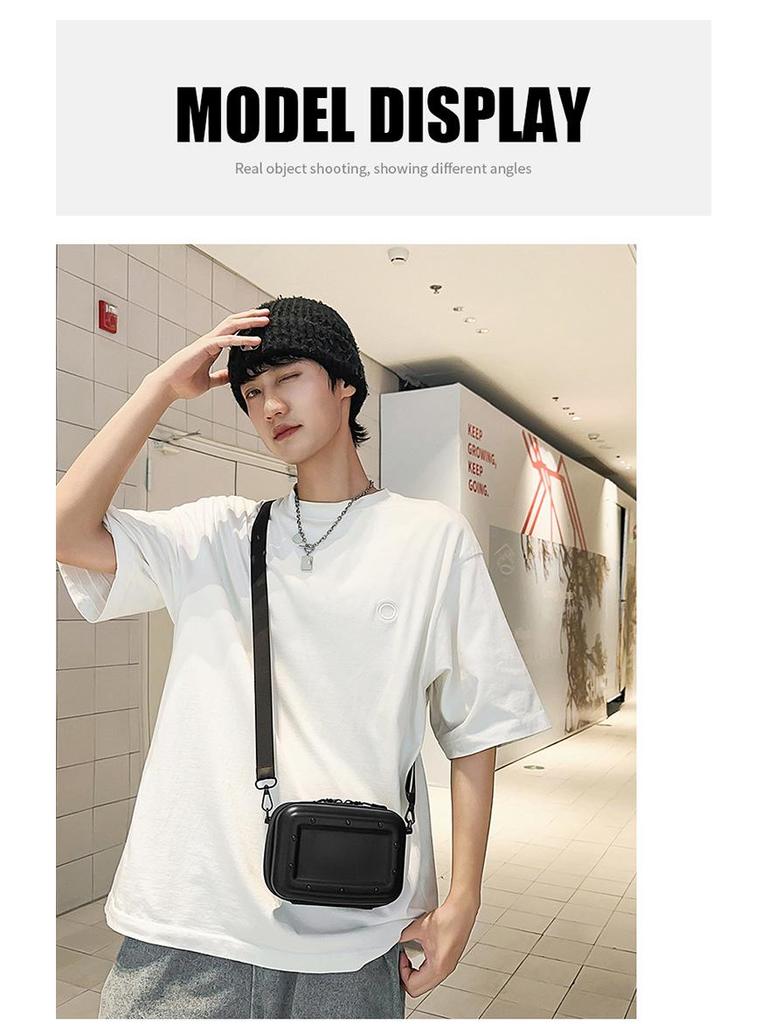 Men's Crossbody Bag: Simple, Versatile, Casual Single-Shoulder Commuter Bag, Soft Shell, Phone Holder, Small Square Design.