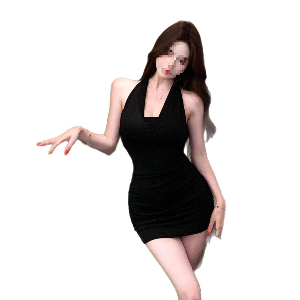 Celebrity Chain Neck Strap Evening Dress Suspender Skirt Women's Summer Pure Desire Sexy Backless Waist Dress