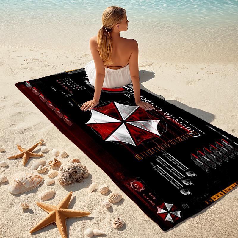Resident Evil game, Umbrella Corporation, soft beach towel, outdoor camping vacation swimming beach towel, outdoor absorbent bath towel, Q10