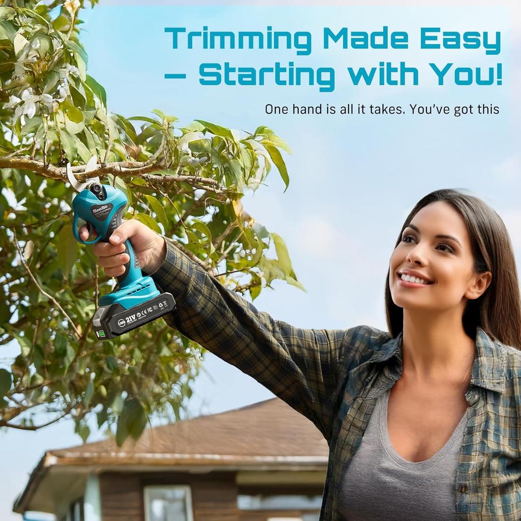 Seesii 33mm Cordless Electric Trimming Scissors Brushless Fruit Tree Branch Pruner Shear Power Tools for Makita 18V battery pin