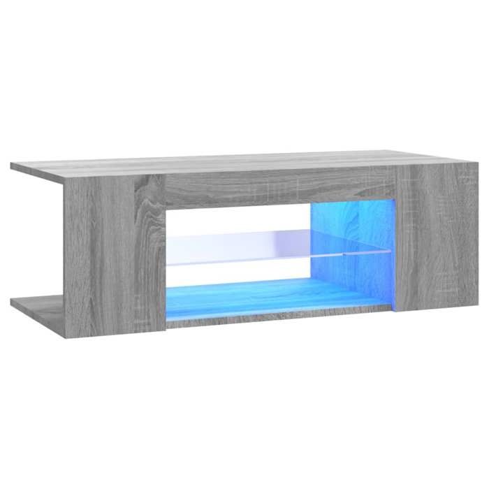 VidaXL Meuble TV avec lumières LED Sonoma gris 90x39x30 cm, support tv, armoire média, armoire hifi, unité tv, unité média, 822666