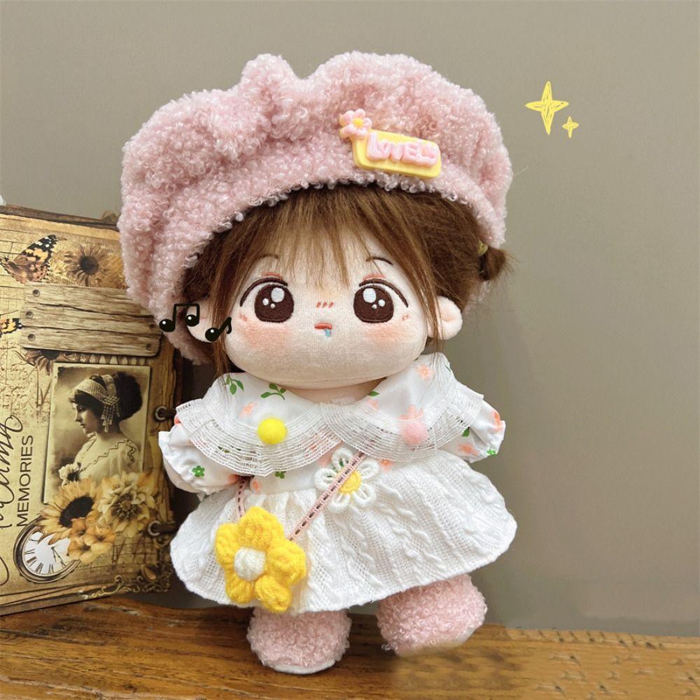 20CM Doll Dress Suit Multicolor Doll Cap Dress Gift Miniature Clothes  Cotton Stuffed Doll