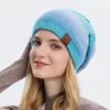 Women's Knitted Gradient Tie Dyed Warm Cap Rainbow Wool Hat CLE