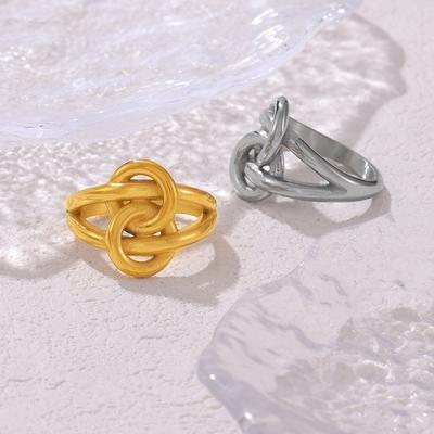 Ring Cross Wrap Ring Hollow Ring Irregular Design Titanium Steel Plated 18K Gold