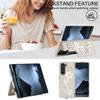 For Samsung Galaxy Z Fold5 5G Case Card Slots Leather Coated TPU Flower Phone Cover with 2 Straps