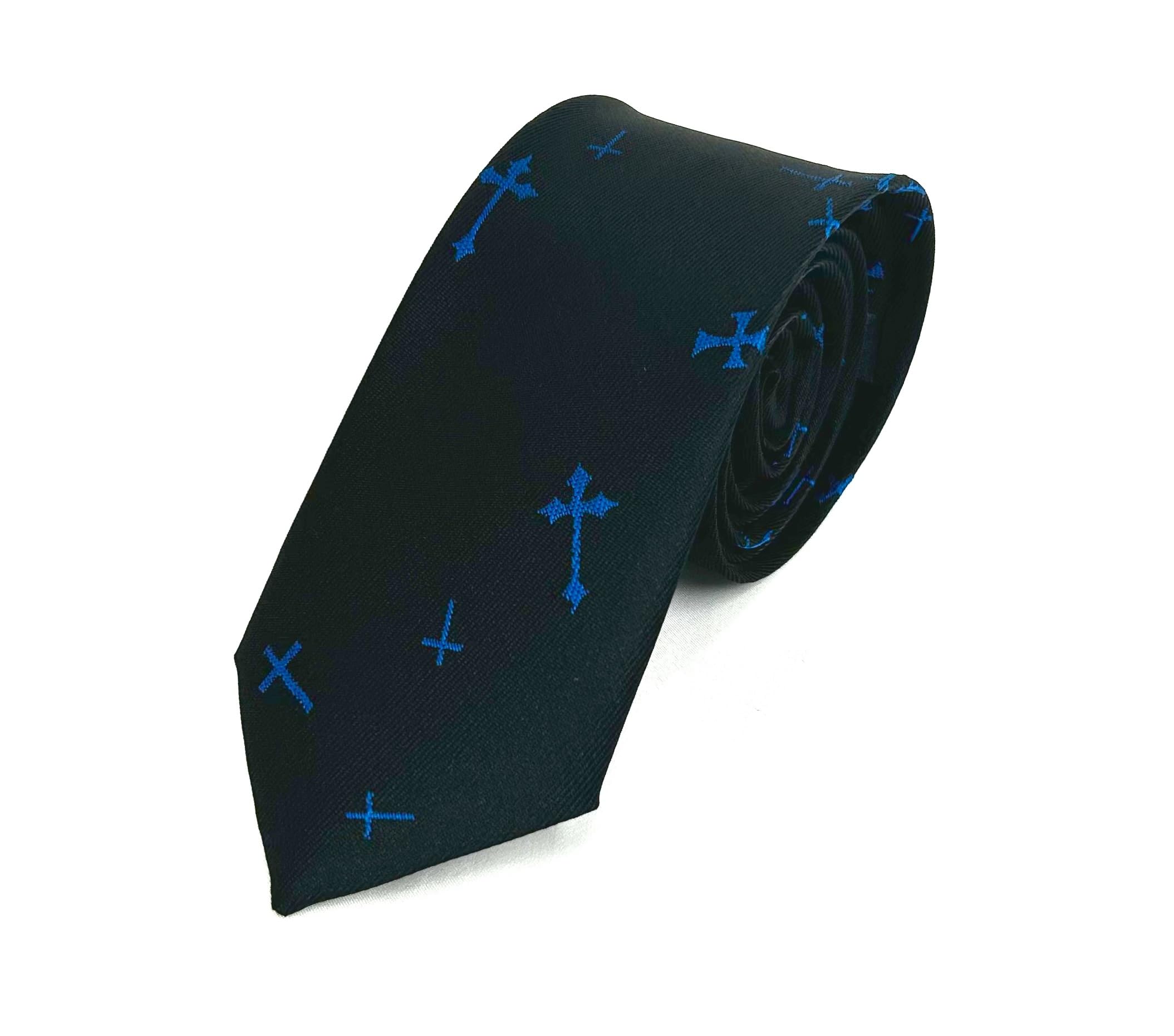 [HANG OVER] [Made in Japan] 6cm Rock Cross Pattern Woven Tie (BlackNavy)