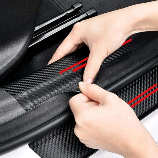 4x Car Door Plate Sill Scuff Sticker Anti Scratch Carbon Fiber Decal Accessories