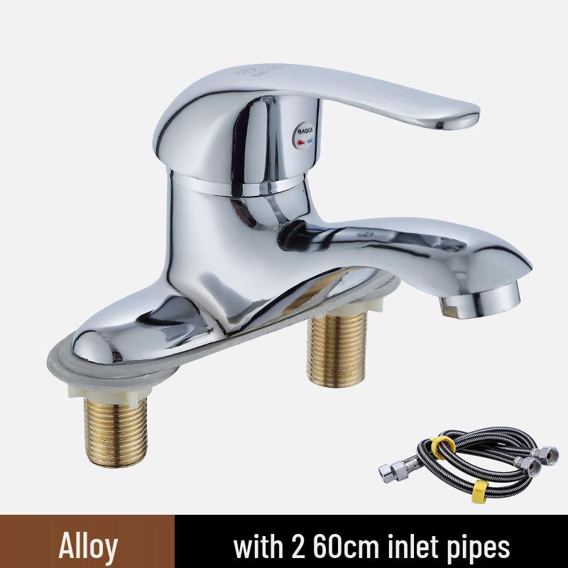 All-Copper Undermount Bathroom Sink with Two-Handle Hot Water Faucet