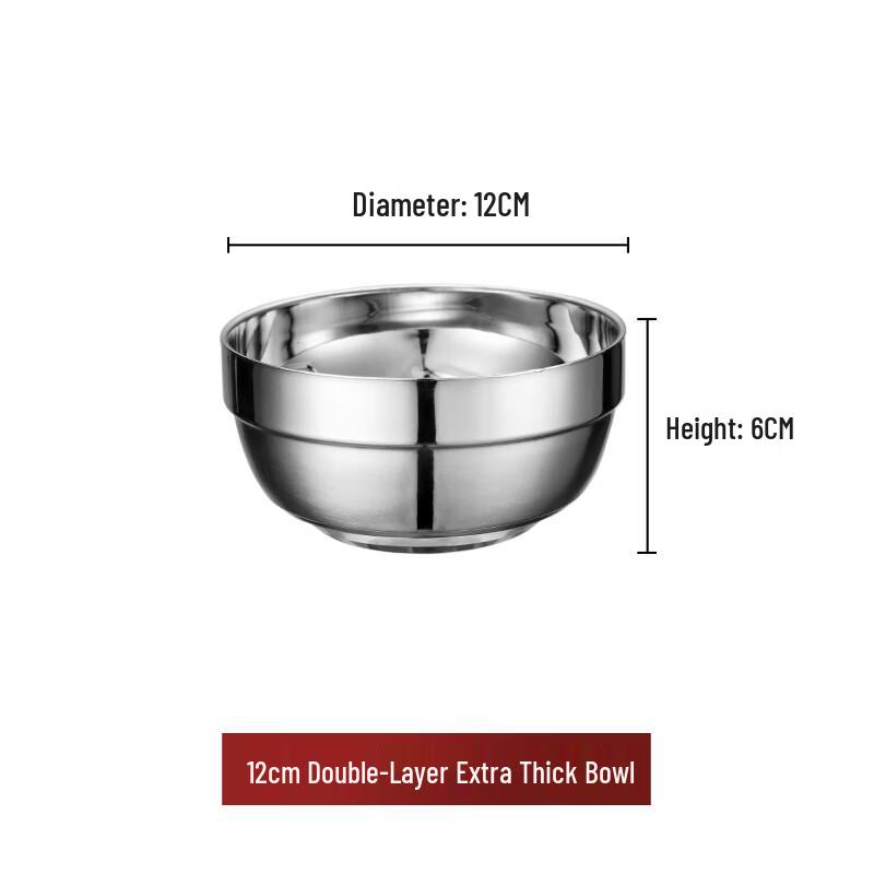SuLi 304 Stainless Steel Double-Layer Anti-Scald Bowl
