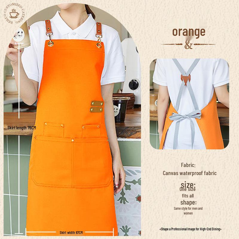Trendy Waterproof Canvas Apron with Custom Logo for Hospitality or Retail Workers