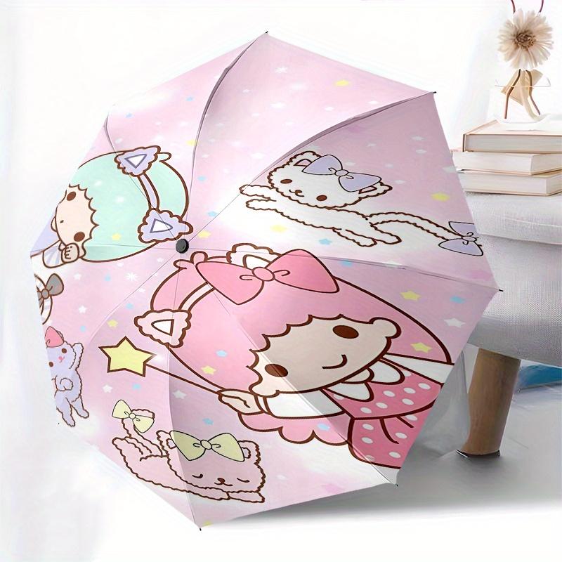 Little Twin Stars, Sanrio Characters Automatic opening and closing folding umbrella with 8 rib frame and compact travel design, perfect for