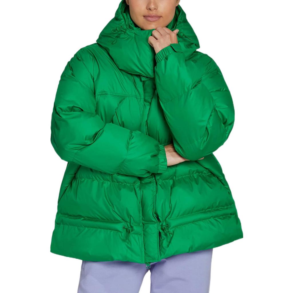 Adidas Solid Color Hidden Zipper Hooded Long Sleeve Cotton Jacket Women Jacket Green HG6897
