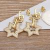 Nidin Classic 2 Colors Copper Zircon Lucky Star Shiny Rhinestone Drop Earrings Women Retro Fine jewelry Trend Party Accessories