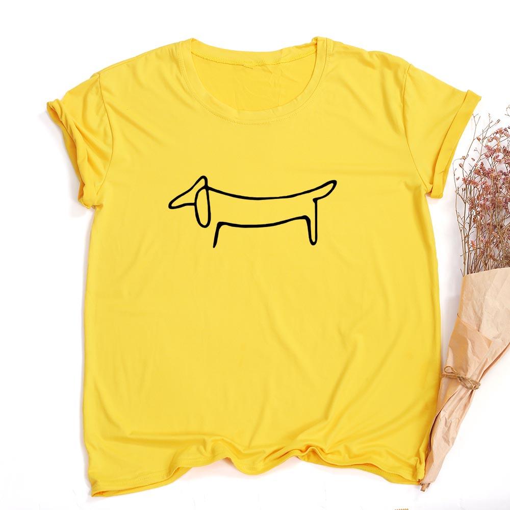 Simple Dachshund Dog Print Clothes Women Summer T Shirt Graphic Tees Female Harajuku Aesthetic Short Sleeve
