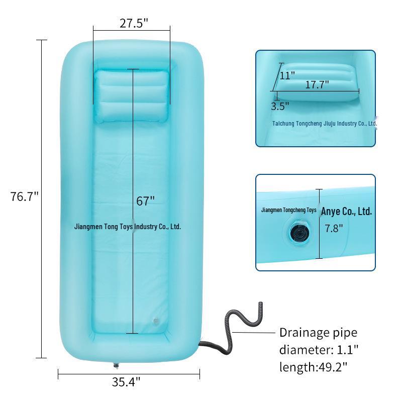 Elderly Bedridden Inflatable Bathtub – Single-Layer PVC Bed Bath Pool for Caregivers