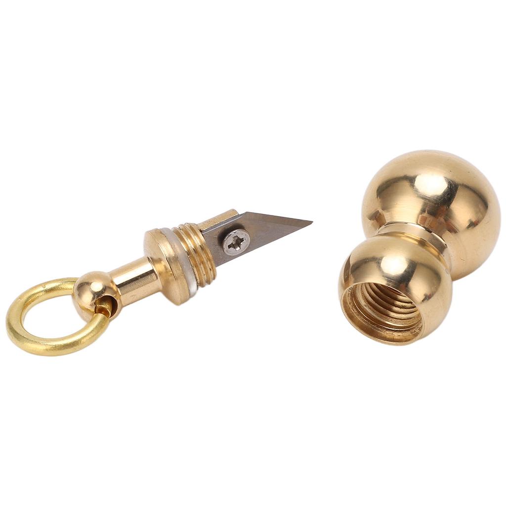 Multifunctional Brass Mini Knife Gourd Shaped Small Knife Keychain Pendant for Package Opening Traveling