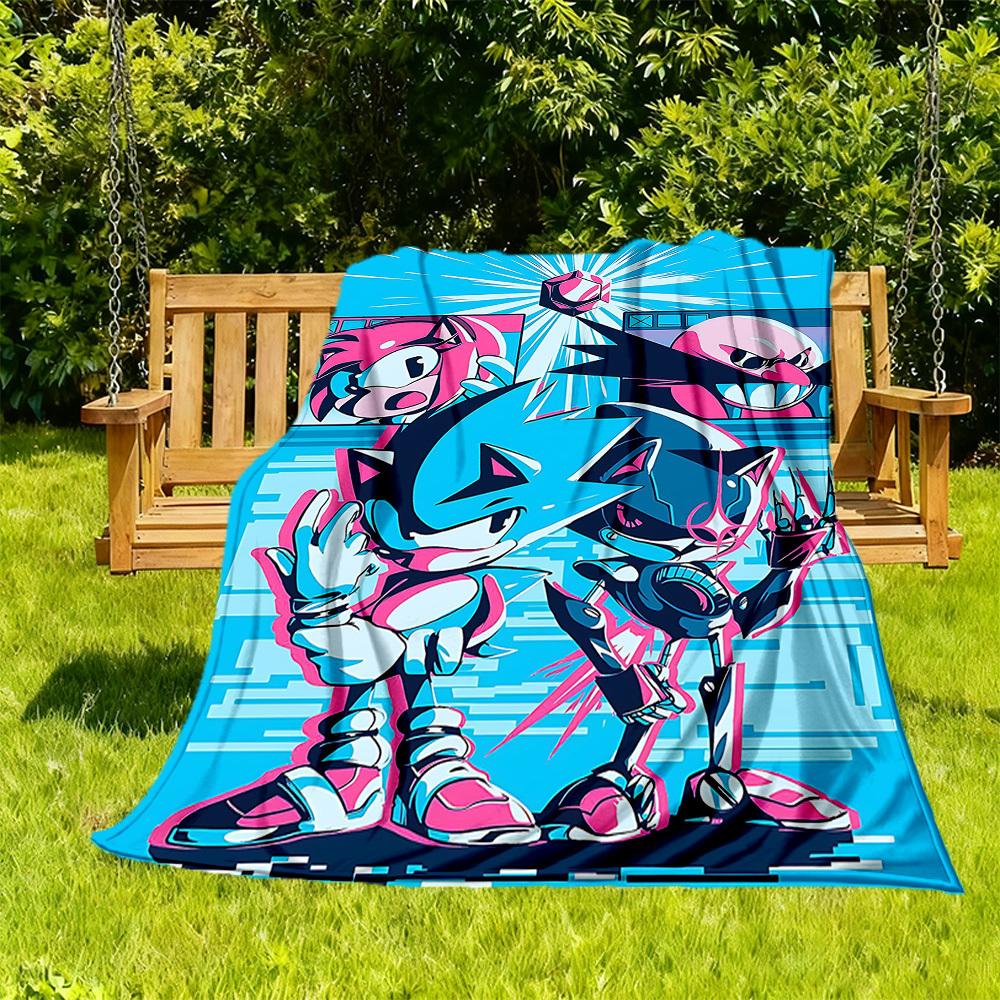 1PC Sonic Artwork Outdoor Blanket Lightweight Flannel, Soft & Warm, All-Season Use for Sofa, Outdoor, Camping, Living Room, Office53