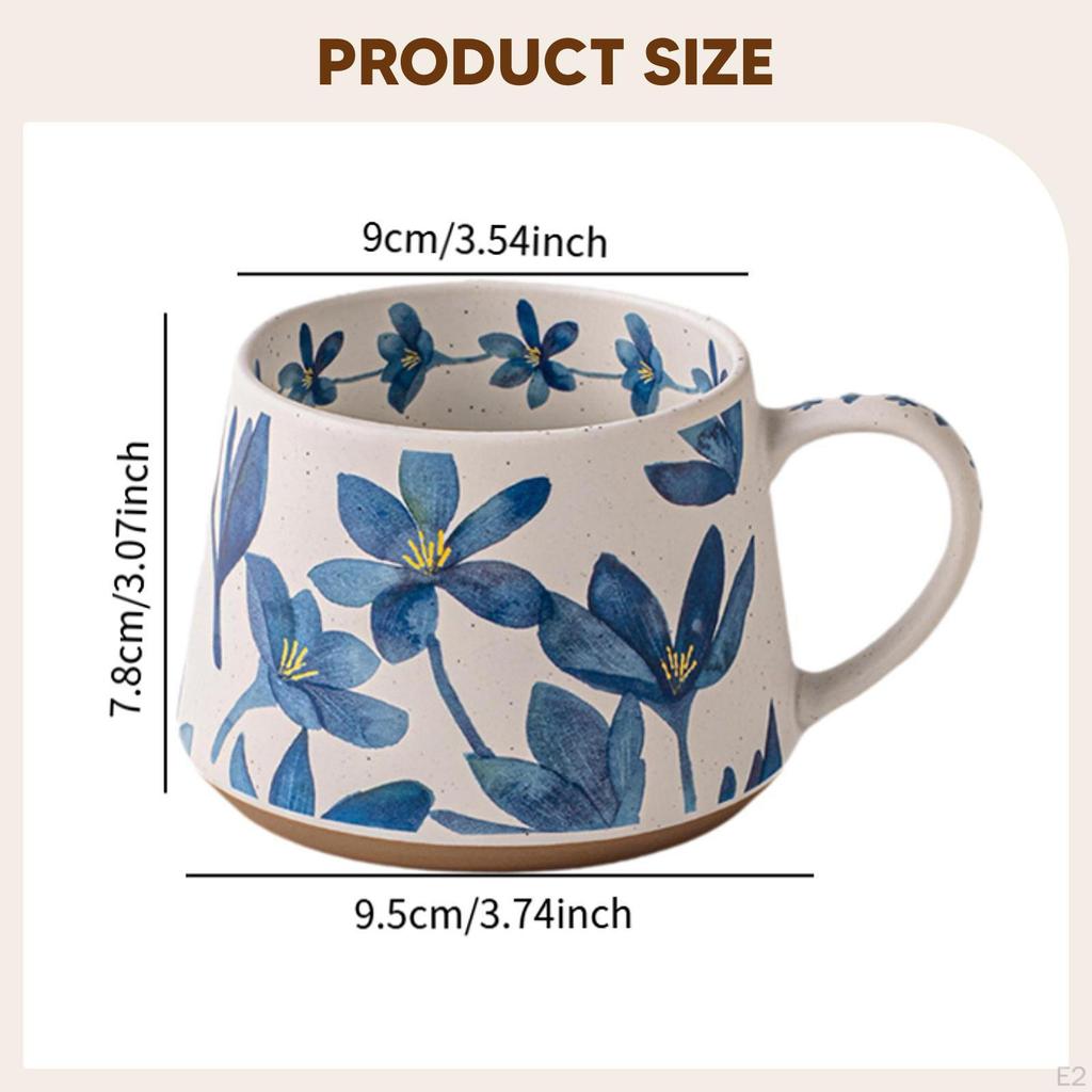 Floral Mug Blue Flower Porcelain Christmas Gift Retro Styles for Coffee Tea Cup Adults