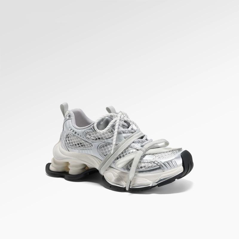 Platform dad shoes women's new spring mesh breathable and versatile height-increasing silver sneakers