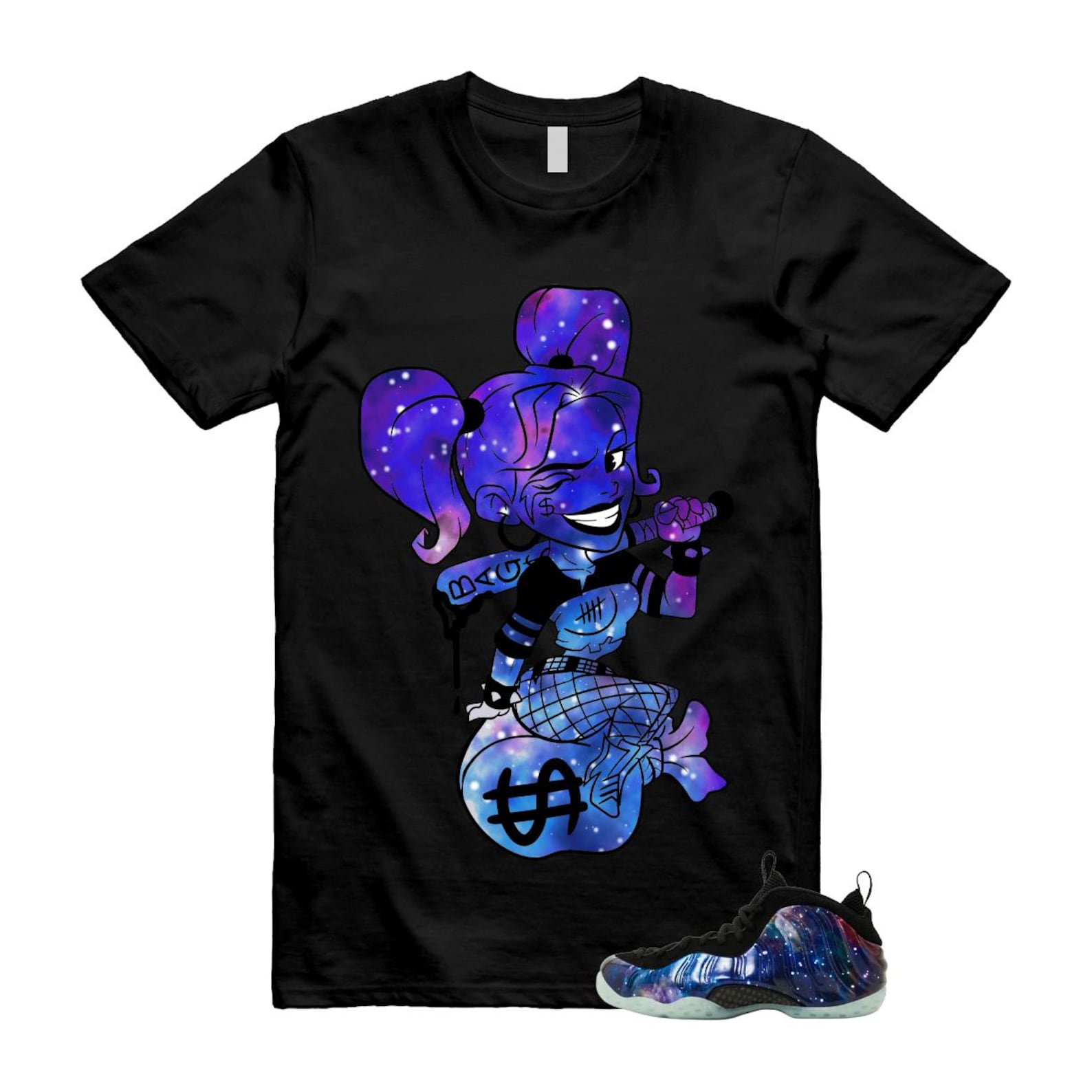 Foamposite Galaxy Obsidian Black Anthracite Air One T Shirt Match HARLEY 2XL
