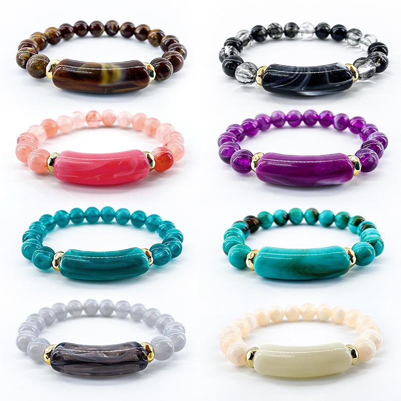 8mm Natural Rose Quartz, Red Agate, Tiger Eye, and Green Aventurine Bracelet for Men and Women
