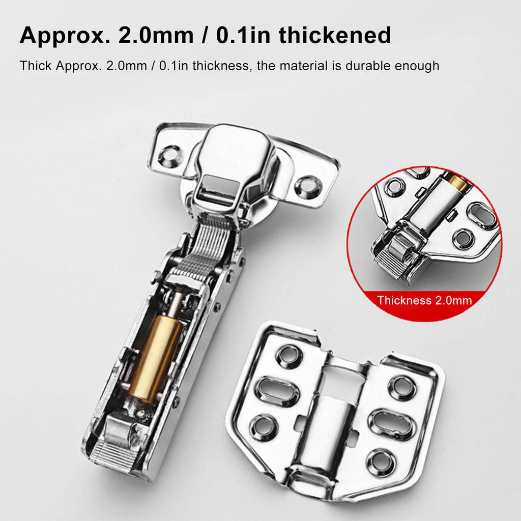 2Pcs Cabinet Hinges Stainless Steel 2.0mm Thick Thicken Base Electroplating Bright Wardrobe Hinge for Kitchen Bathroom