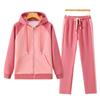 Conjunto de cárdigan con capucha de algodón liso para mujer - Moda exterior informal de moda para primavera/otoño