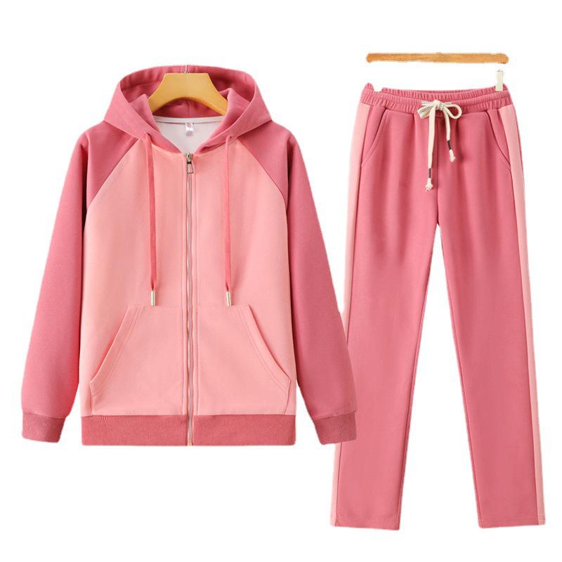 Conjunto de cárdigan con capucha de algodón liso para mujer - Moda exterior informal de moda para primavera/otoño