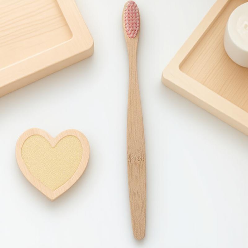

Soft Bamboo Toothbrush Antibacterial Bristles Adult Oral Care Healthy Teeth Cleaning Brush рожевий