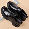 Fashion Men Leather shoes Platform Oxfords lace up Thick Tottom For Male Derby Shoes Casual oxfords Mens Square Toe Formal Dress Shoes
