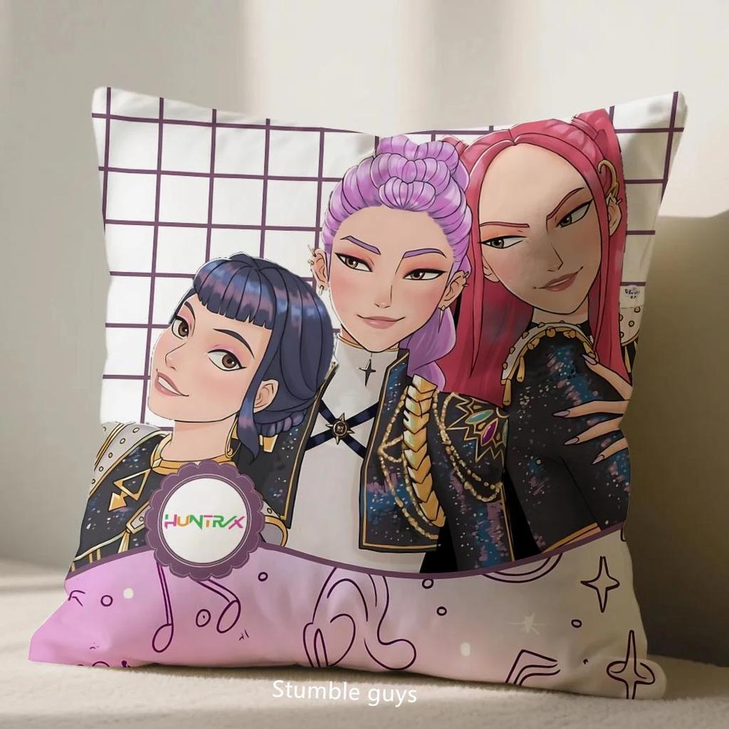 Anime 45x45cm Sofakissenbezug Kpop Dämonenjäger Kissenbezug Weiche Haptik Verbessern Sie Ihren Kpop-Wohnstil