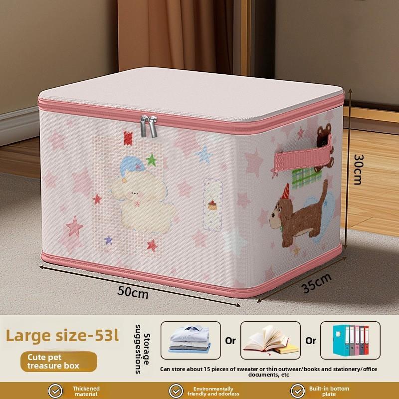 Collapsible Fabric Storage Bin With Cartoon Patterns For Bedroom Closet Organization