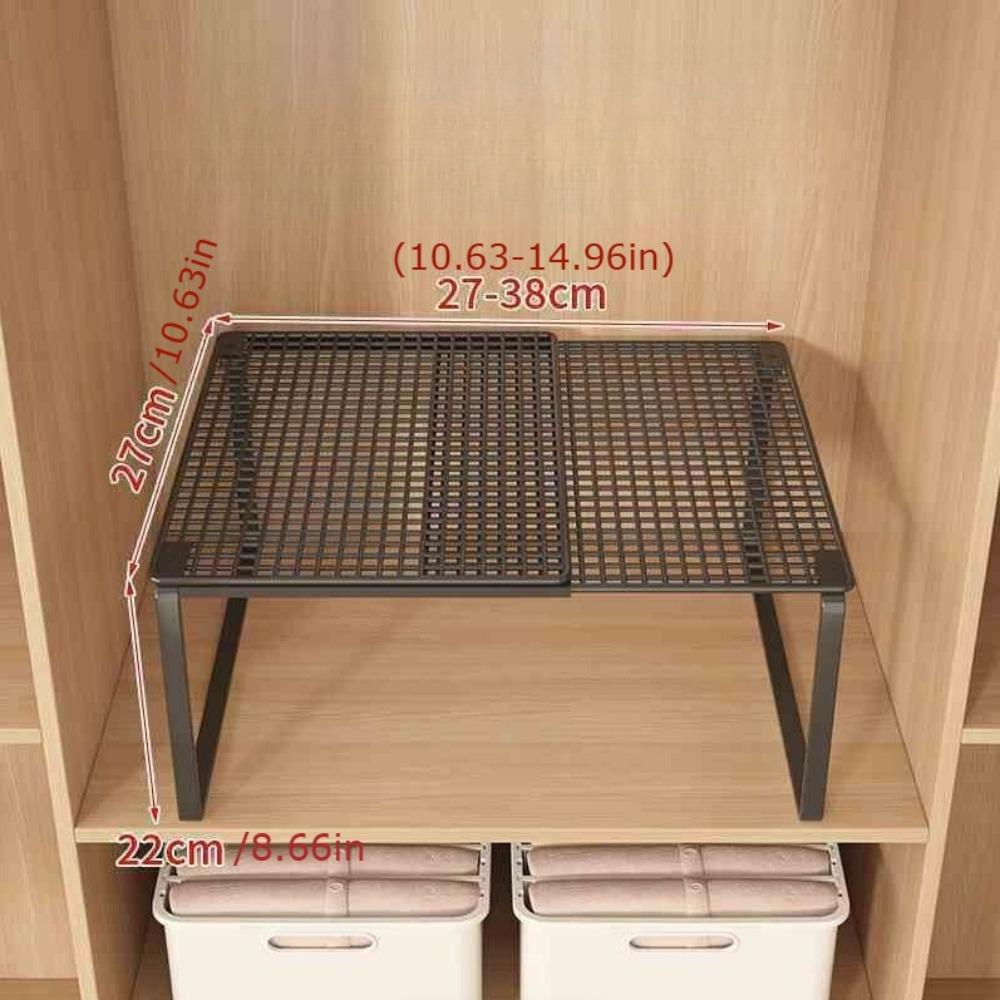Organizzatore Telescopico per Armadio in Carbonio Heavy-Duty per Vestiti Interno, Ripiano ad Altezza Regolabile, Organizer a Scaffale, Rastrelliera Salvaspazio Pieghevole