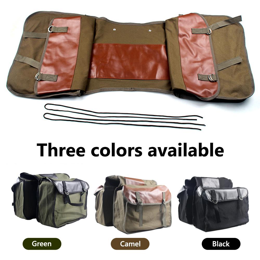 Bike Panniers Bag Large-Capacity Canvas Bicycle Bag Rear Rack Bag for Cycling Traveling Commuting