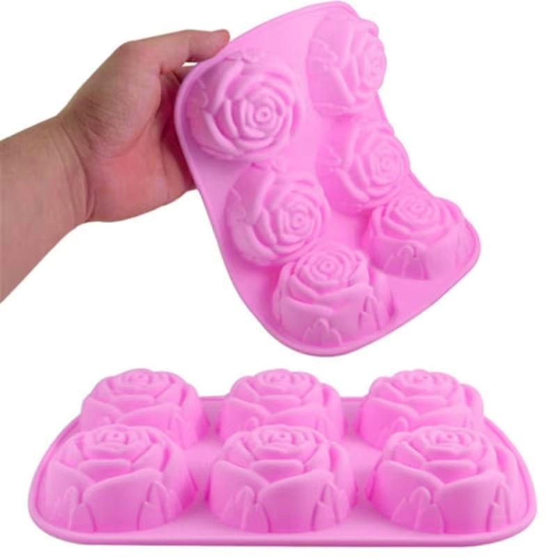 Lebensmittelechtes Silikon Schokoladenform Rosenförmige Kuchenform Kreative Dessertform Praktisches Küchenbackwerkzeug