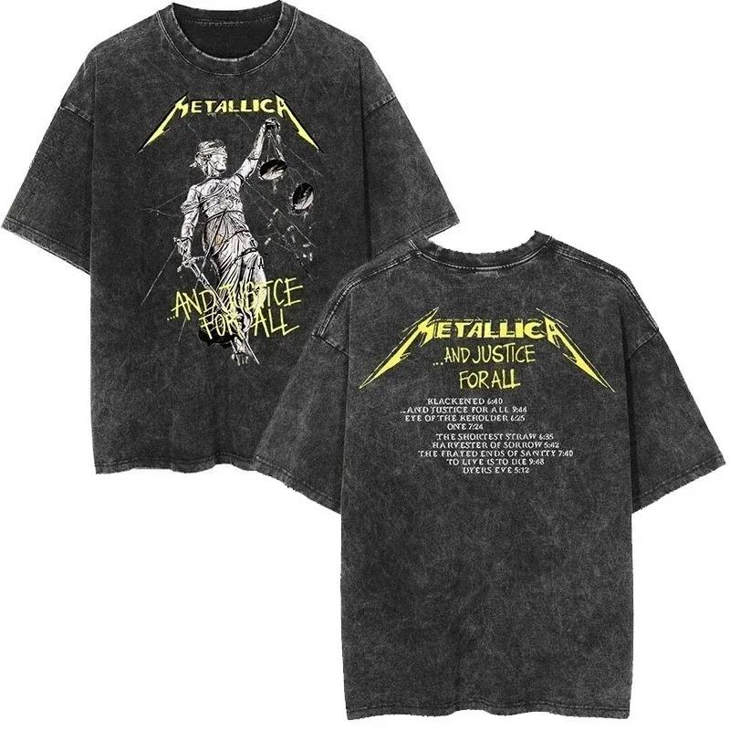 Metallica ...And Justice for All Lady Justice Double Sided Graphic Print Vintage Washed Oversized Heavy Metal Band Streetwear T-Shirt L