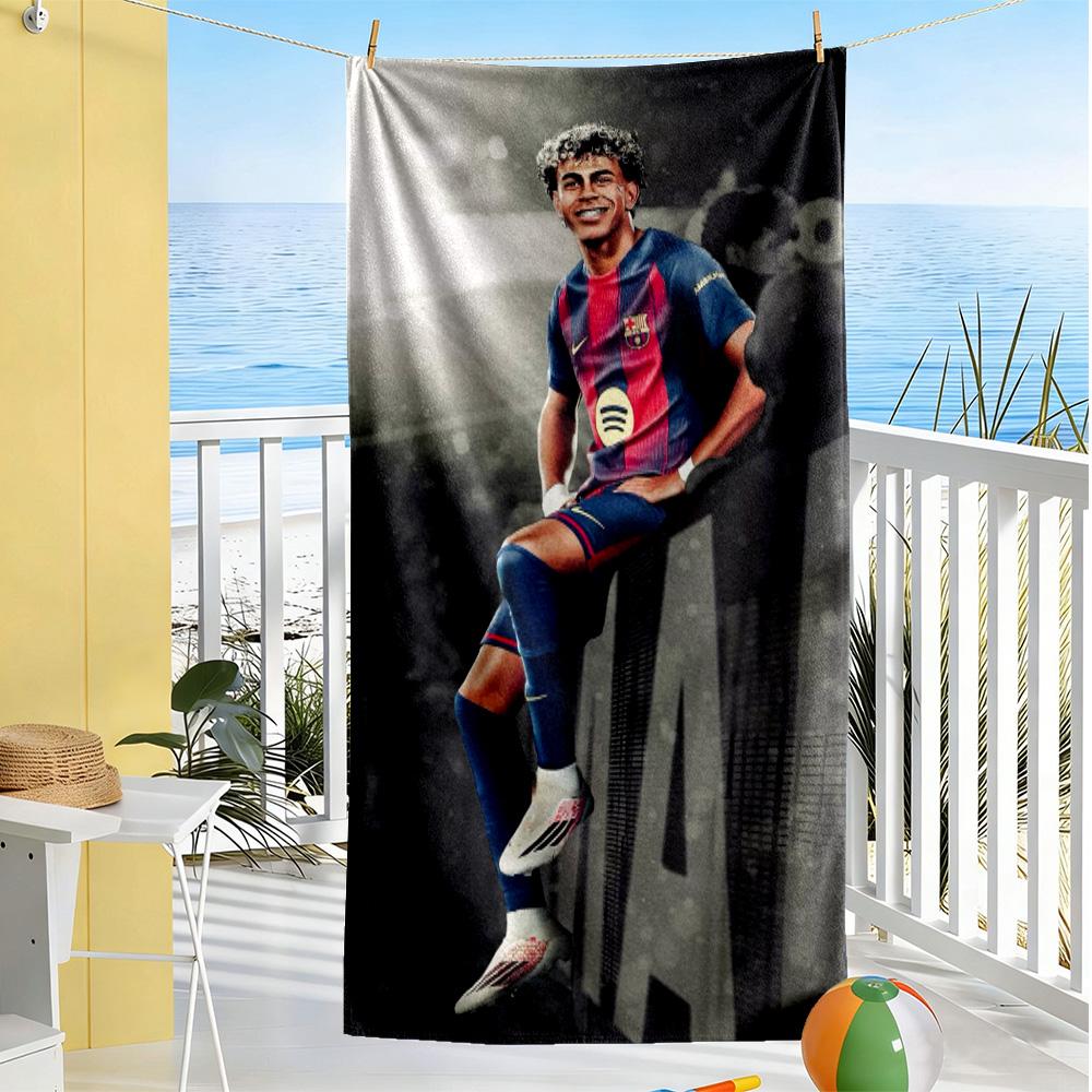 Lamine Yamal Barcelona Player Celebration Beach Towel Soft Durable Quick-Dry Comfortable Lightweight Perfect for Traveling Yoga Camping and Swimming